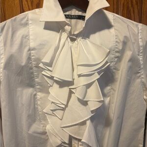 Ralph Lauren Elegant White Ruffle Blouse